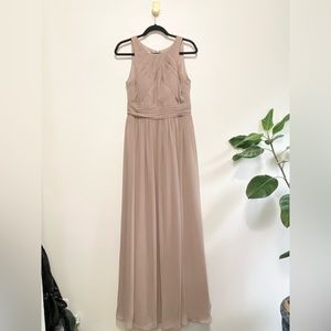 Azazie Harper Taupe Chiffon Sleeveless A-Line Bridesmaid Gown Dress